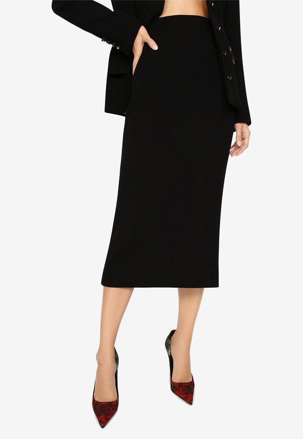 High-Waist Wool Pencil Skirt