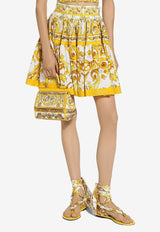 Majolica Print Pleated Mini Skirt