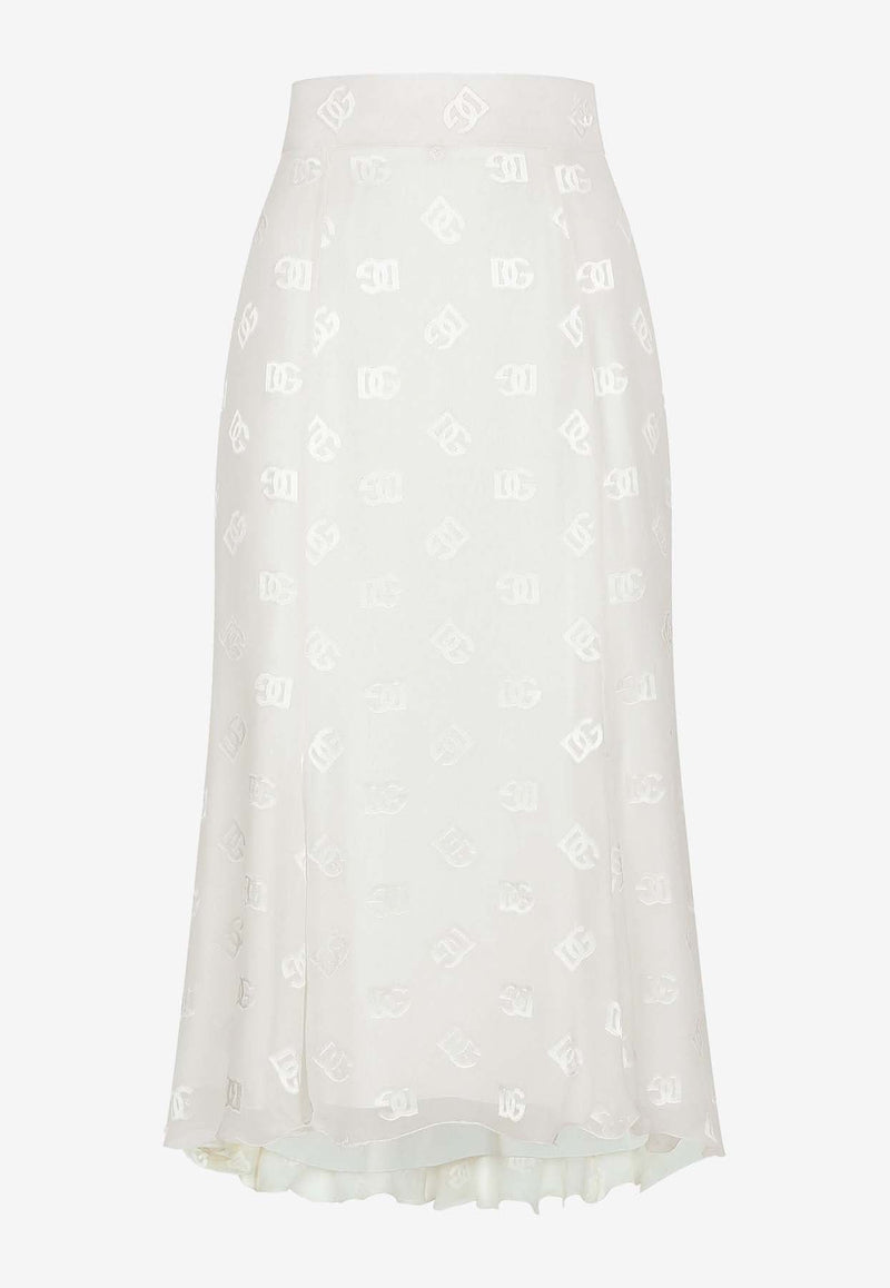 All-Over Logo Sheer Midi Skirt