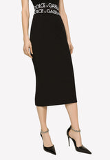 Logo Waistband Midi Pencil Skirt