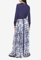 Majolica Print Maxi Chiffon Skirt