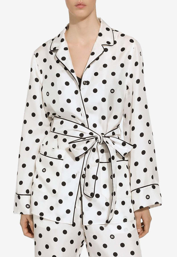 Polka Dot Print Pajama Silk Shirt