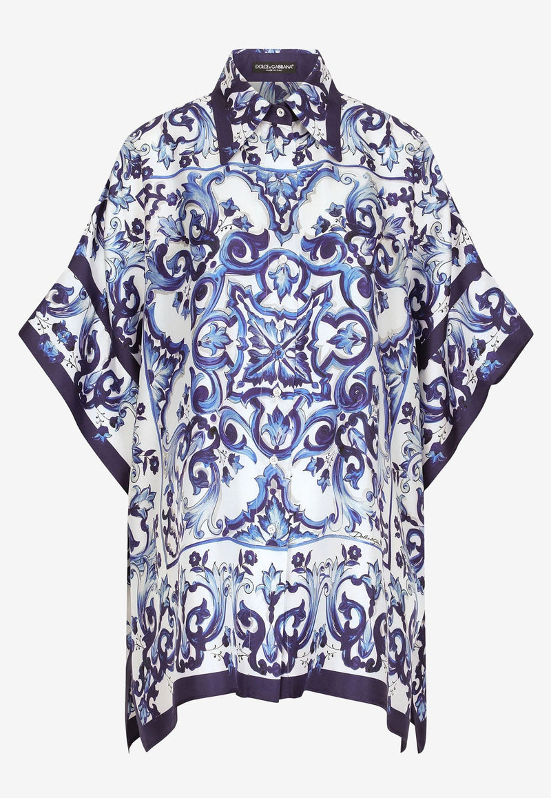 Majolica Print Short-Sleeved Kaftan Shirt