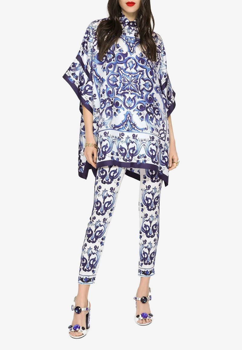 Majolica Print Short-Sleeved Kaftan Shirt