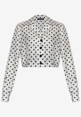 Polka Dot Print Cropped Silk Shirt