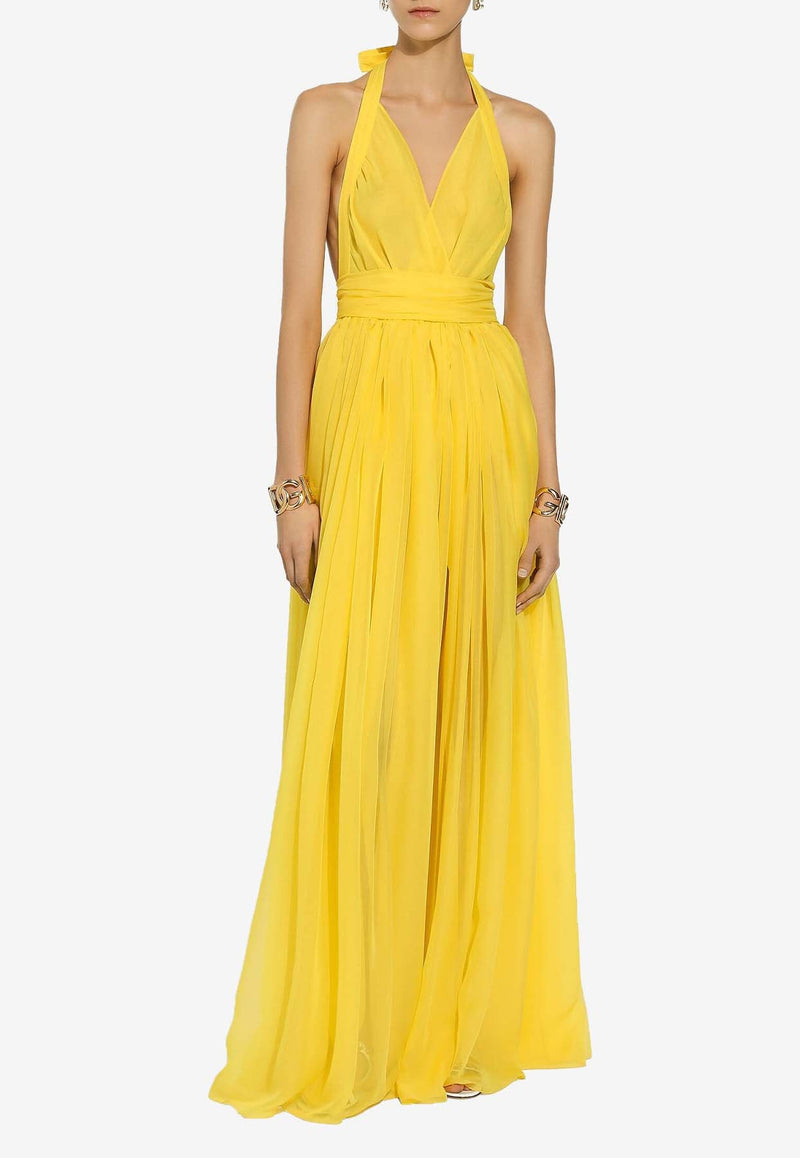 Sleeveless Silk Chiffon Maxi Dress