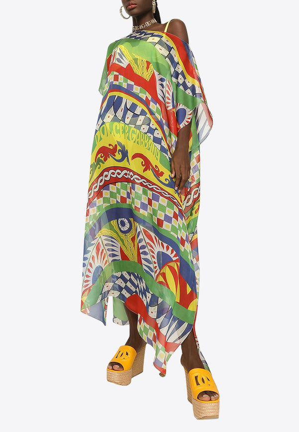 Carretto Print Maxi Kaftan Dress