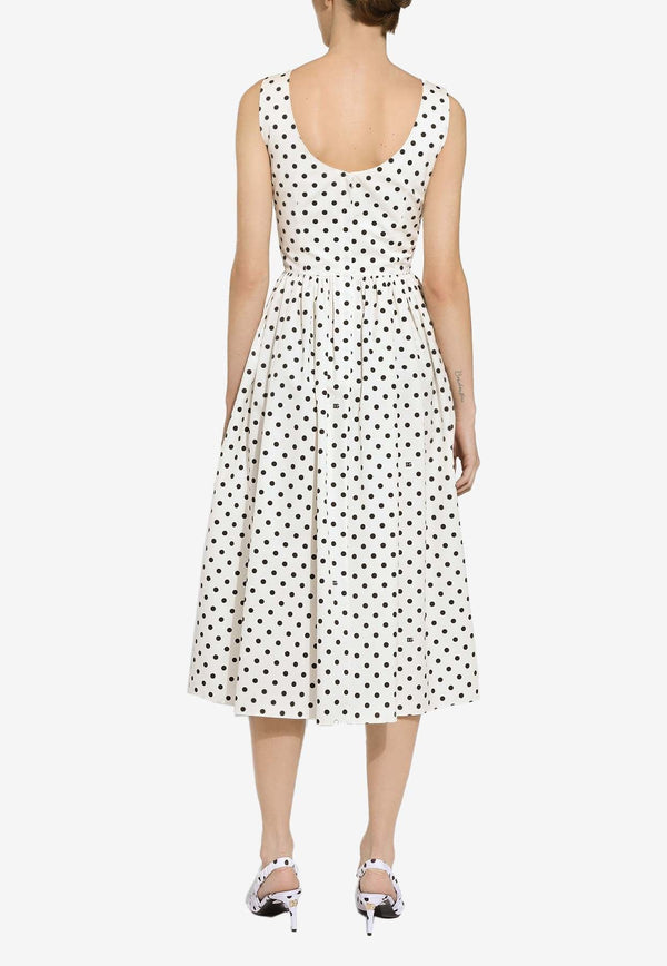 Polka Dot Print Midi Dress