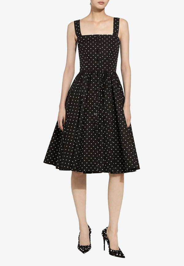 Polka Dot Print Midi Dress