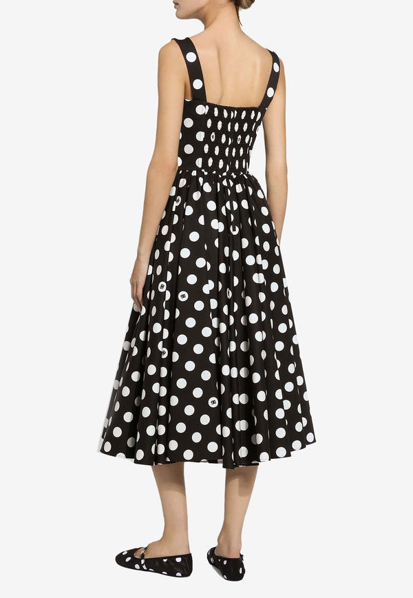 Polka Dot Print Midi Corset Dress