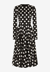 Polka Dot Print Midi Dress