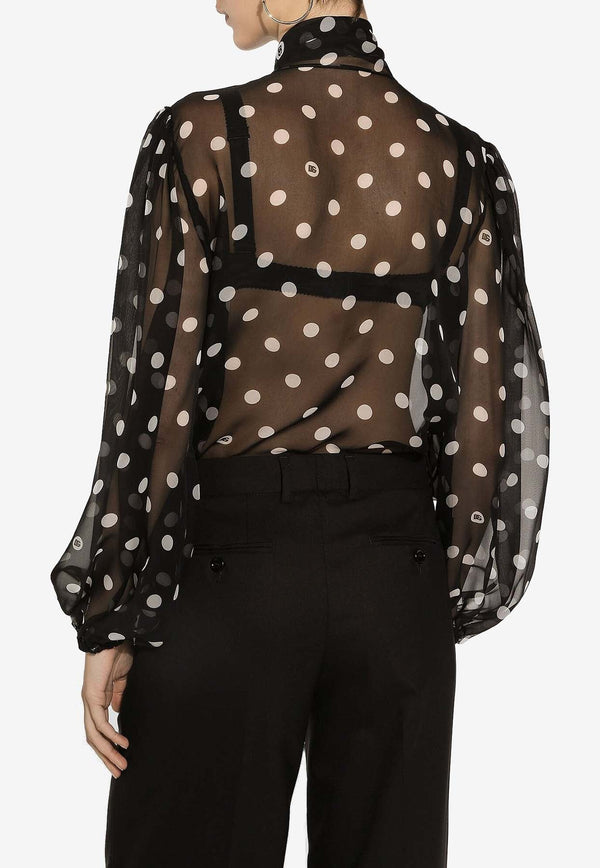 Polka Dot Print Chiffon Blouse