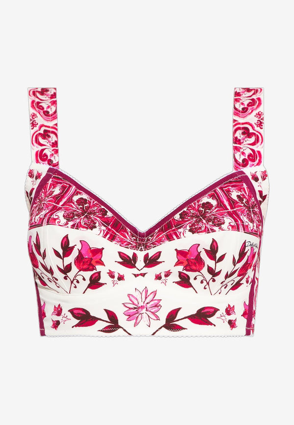 Majolica Print Cropped Top