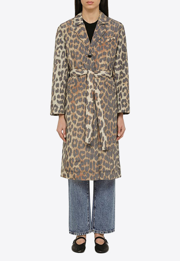 Leopard Print Single-Breasted Coat