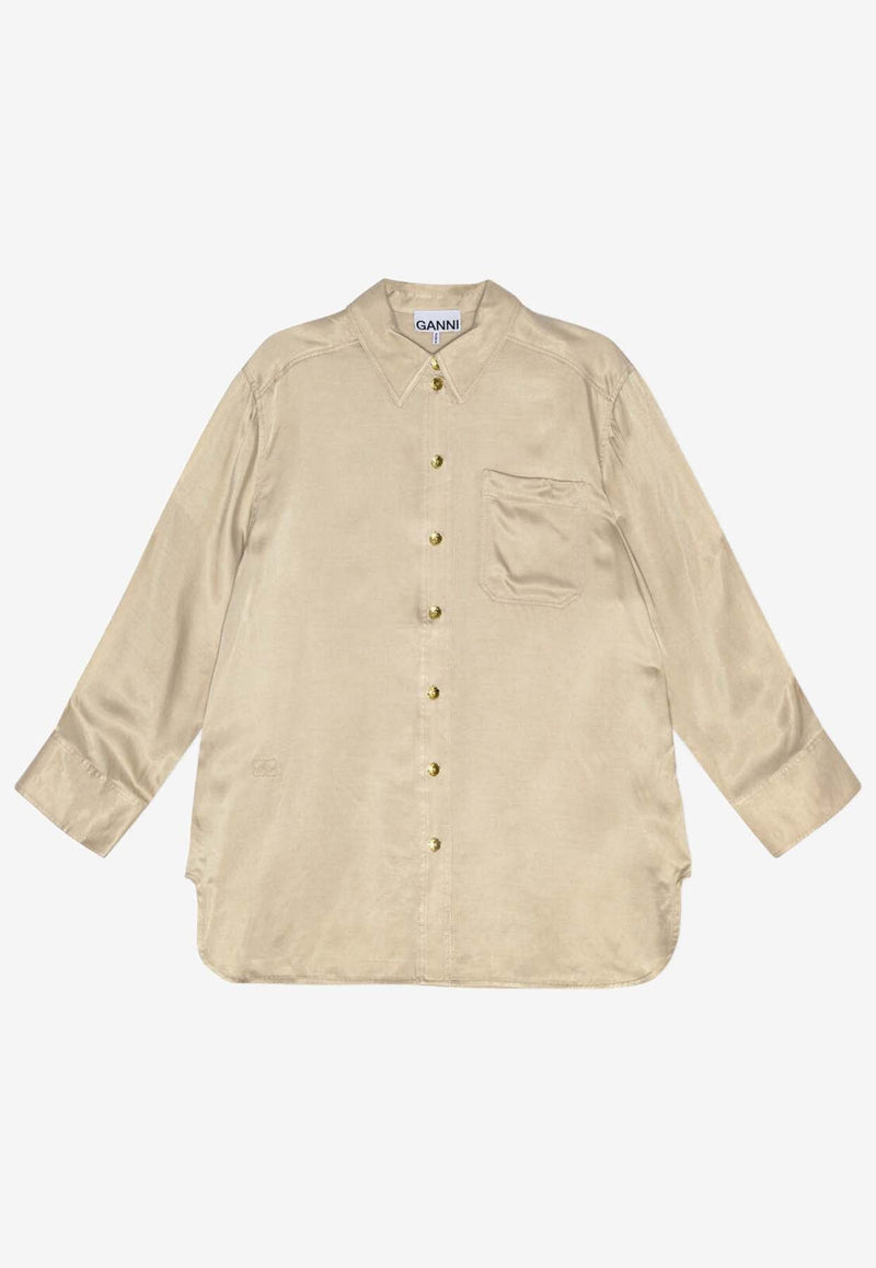 Washed Satin Long-Sleeved Shirt