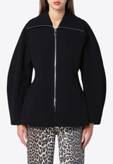 Wide-Collar Zip Jacket