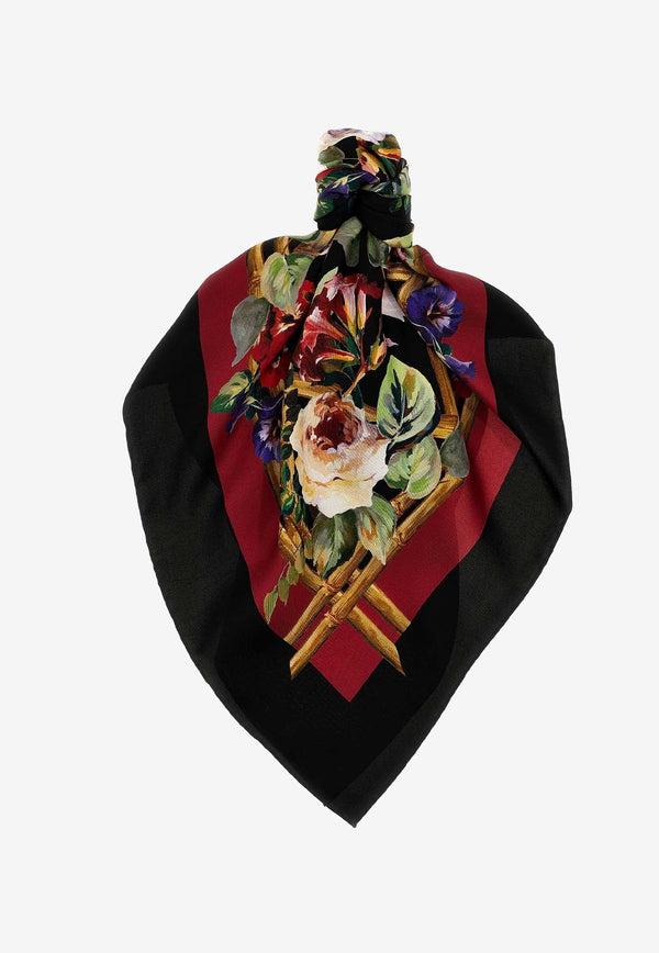 Floral Print Silk Scarf