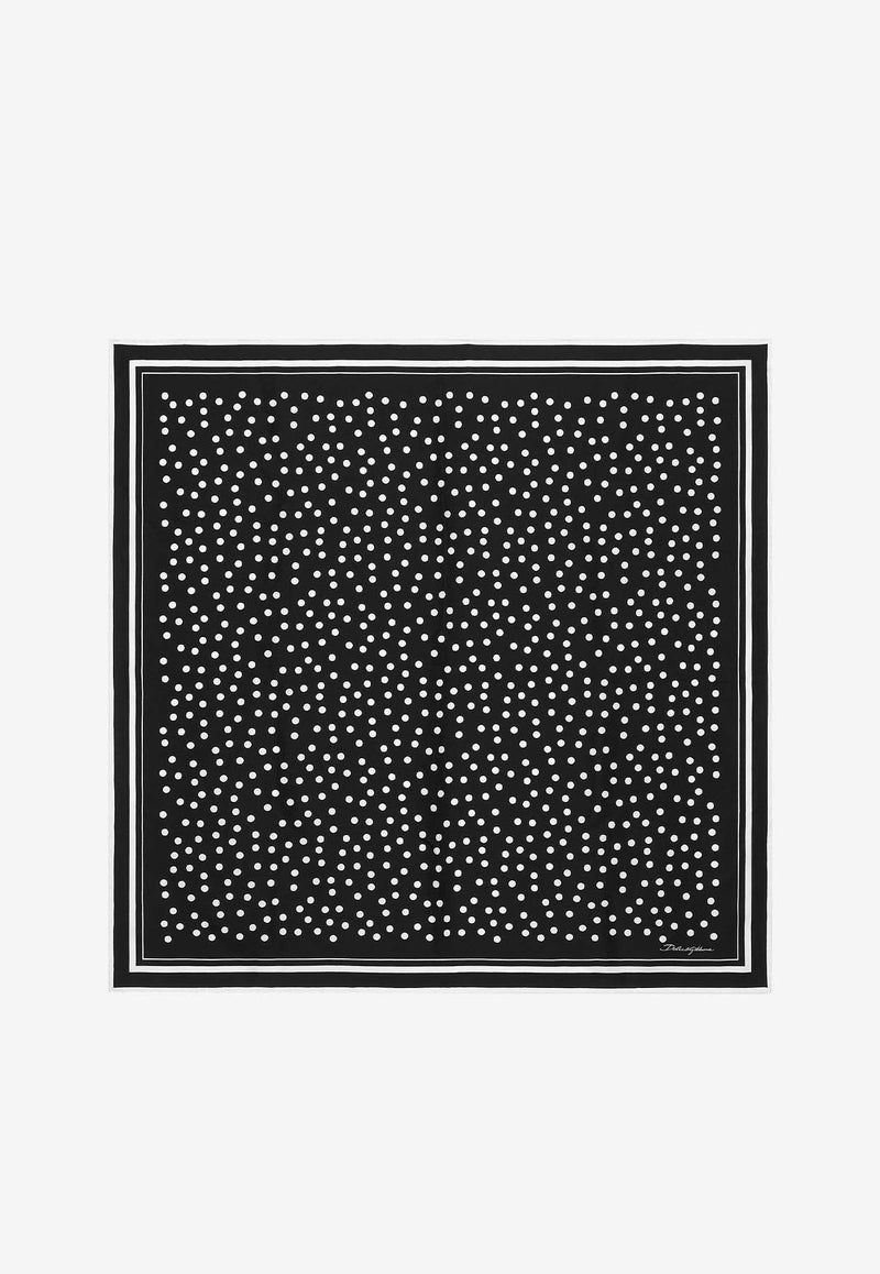 Polka-Dot Print Silk Scarf