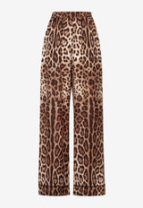 Leopard Print Wide-Leg Satin Pants