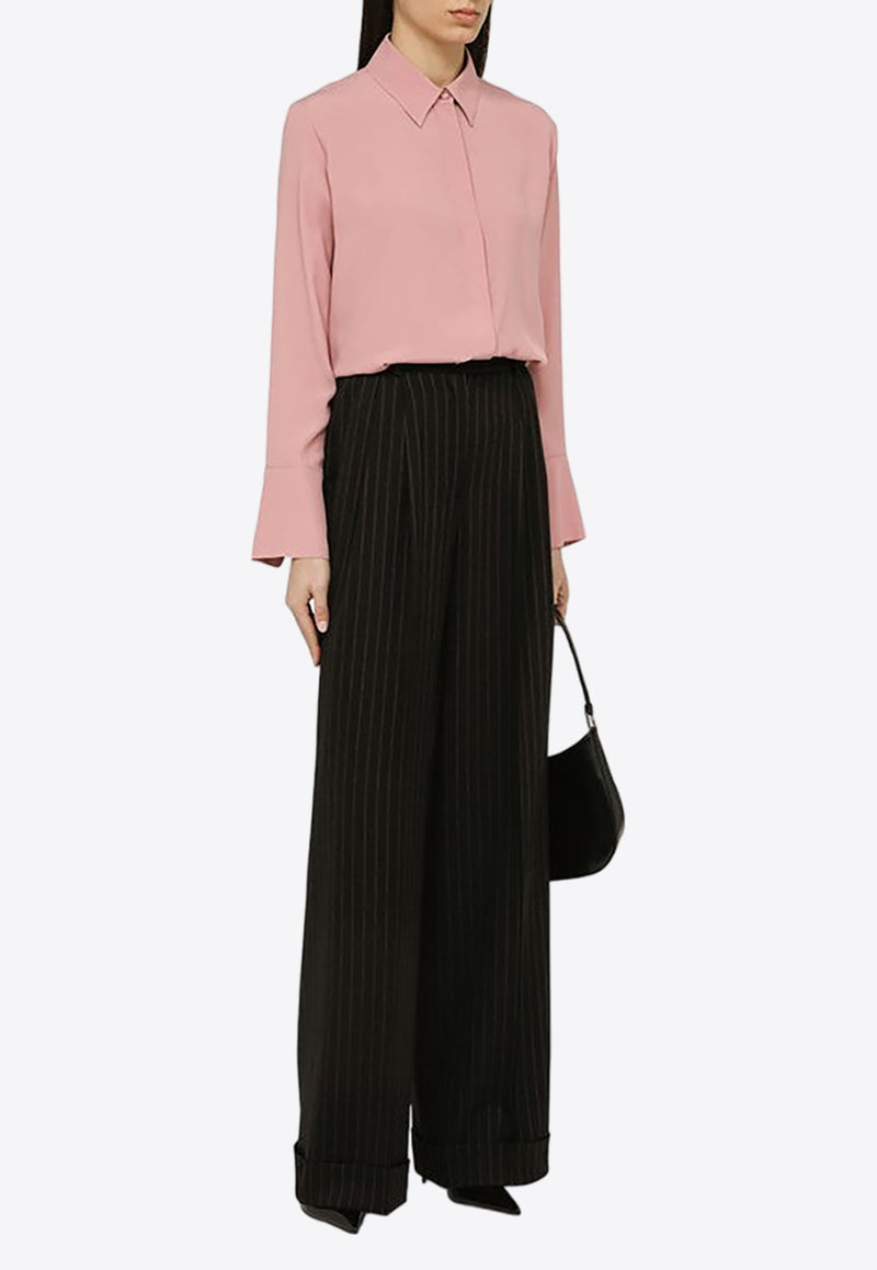 Pinstriped Straight-Leg Pants in Wool