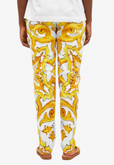 Majolica Print Silk Pajama Pants