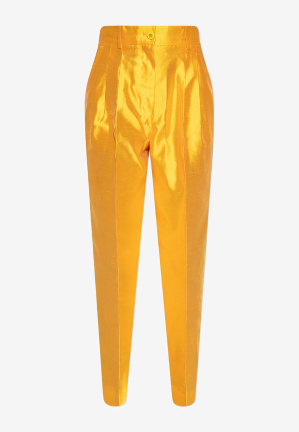 High-Waist Tapered Silk Pants