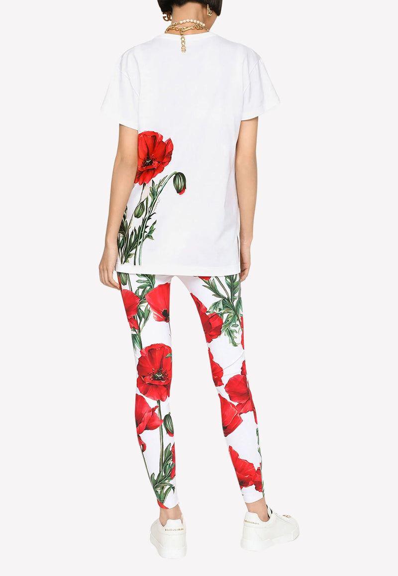 Poppy-Print Jersey Leggings