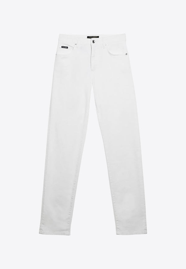 Logo-Plate Straight-Leg Jeans