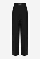 Logo Tag Wide-Leg Wool Pants