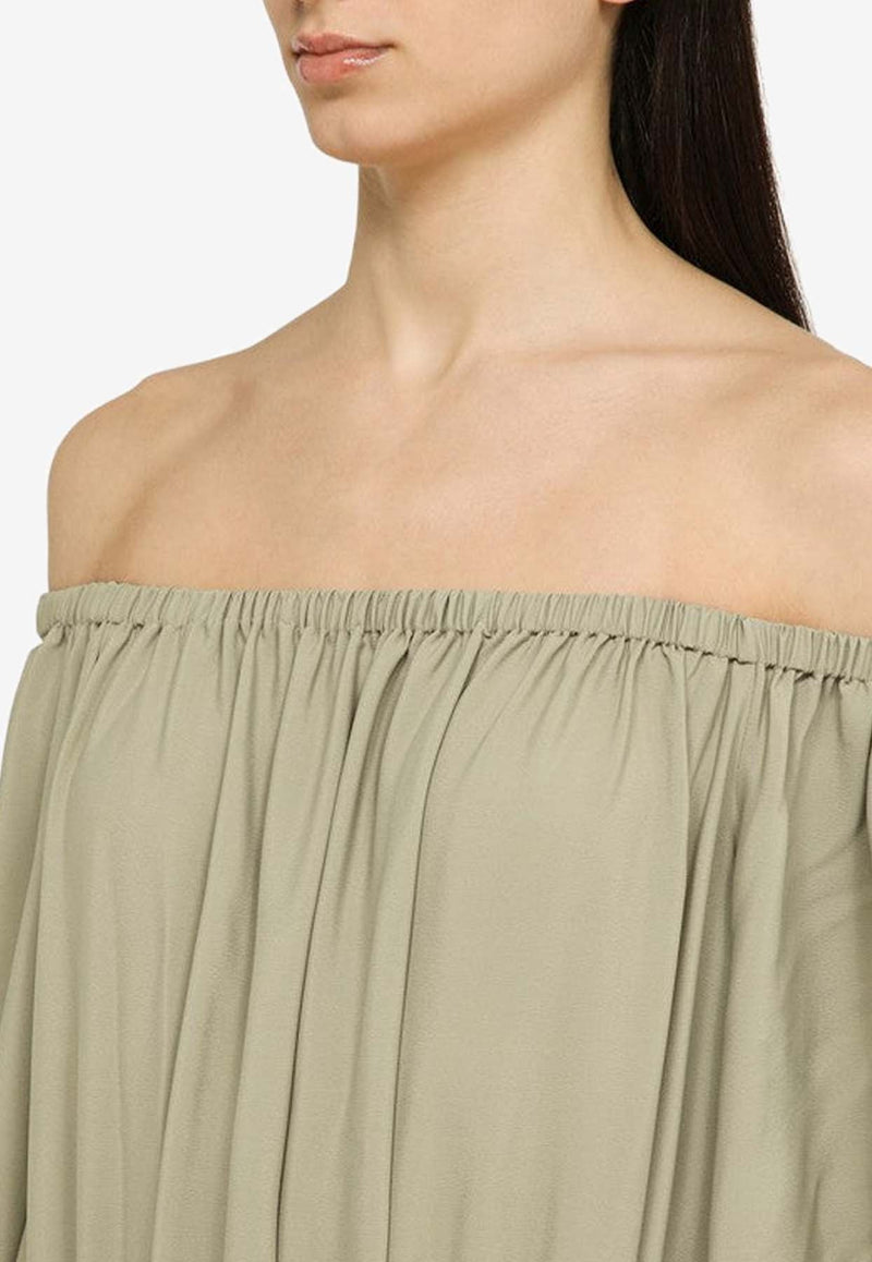 Silk-Blend Off-Shoulder Top