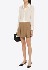 Flounced Pleated Mini Skirt