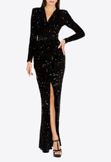 Sequined V-neck Gown
