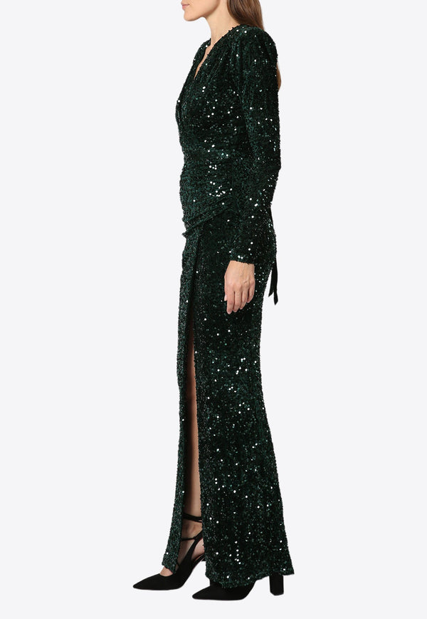 Sequined V-neck Gown