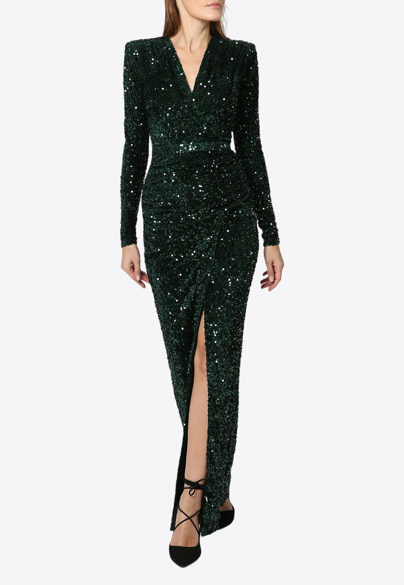 Sequined V-neck Gown