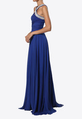 Cross Crystal Neck Chiffon Gown