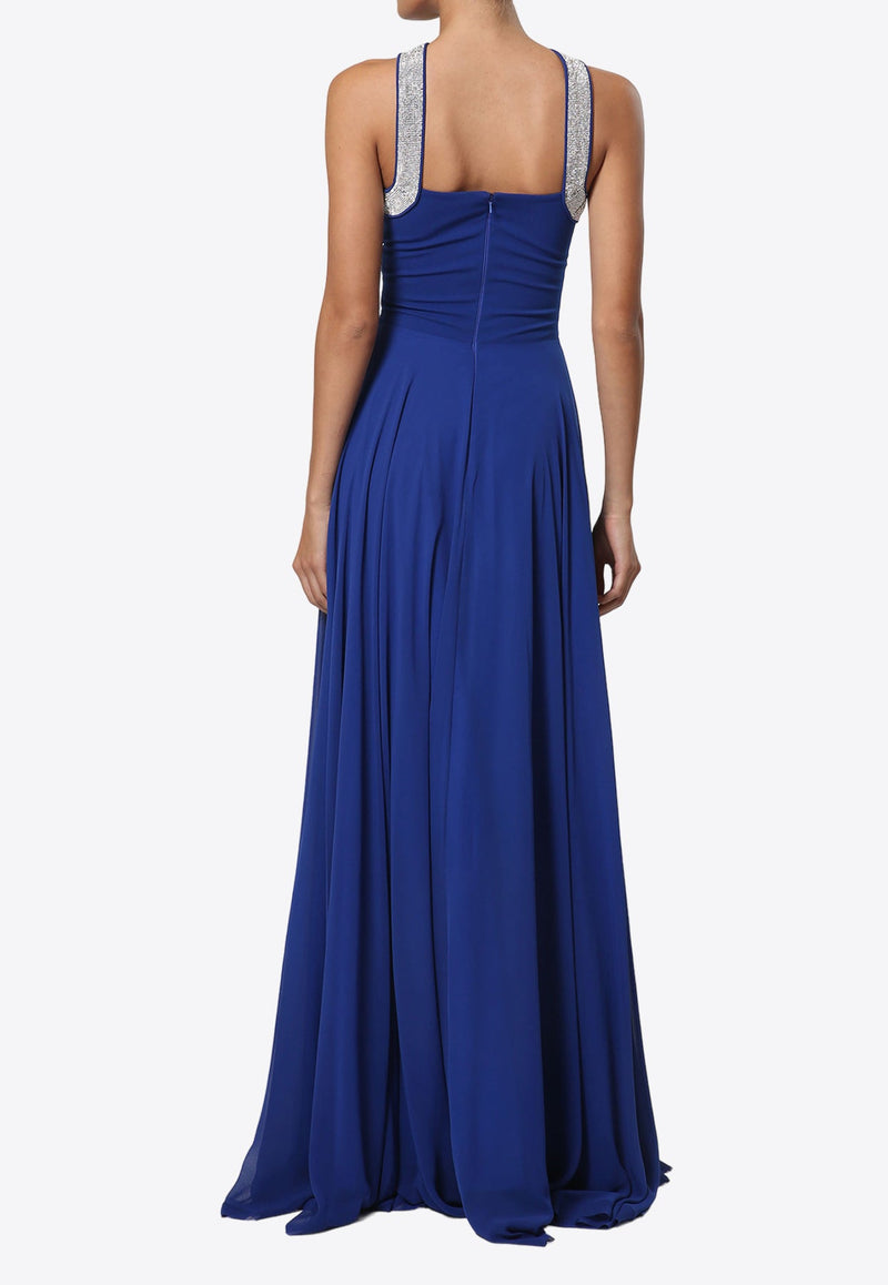 Cross Crystal Neck Chiffon Gown