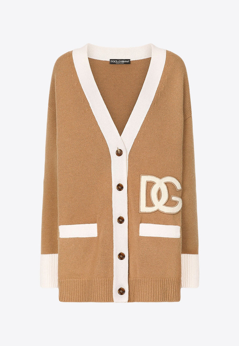 Embroidered Logo Patch Wool Cardigan