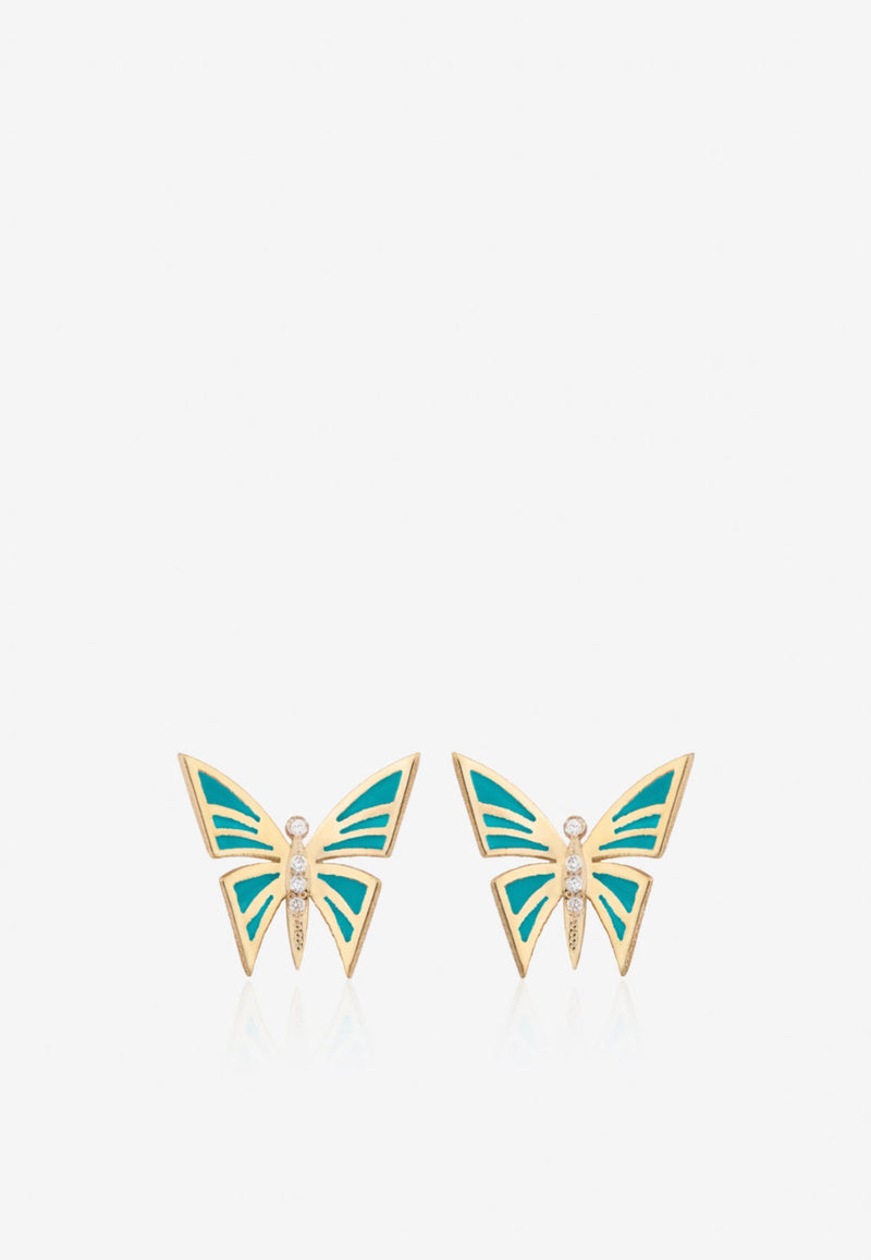 My Dream is to Fly 18-Karat Yellow Gold Stud Earrings with Diamonds
