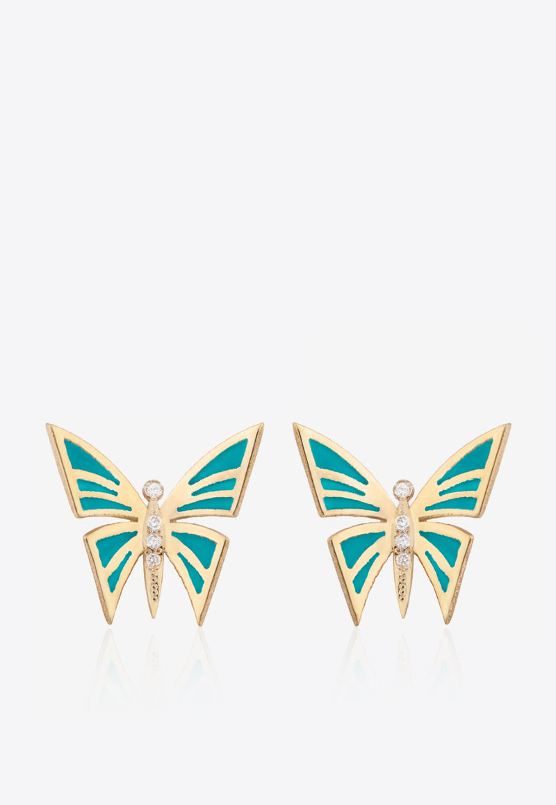 My Dream is to Fly 18-Karat Yellow Gold Stud Earrings with Diamonds