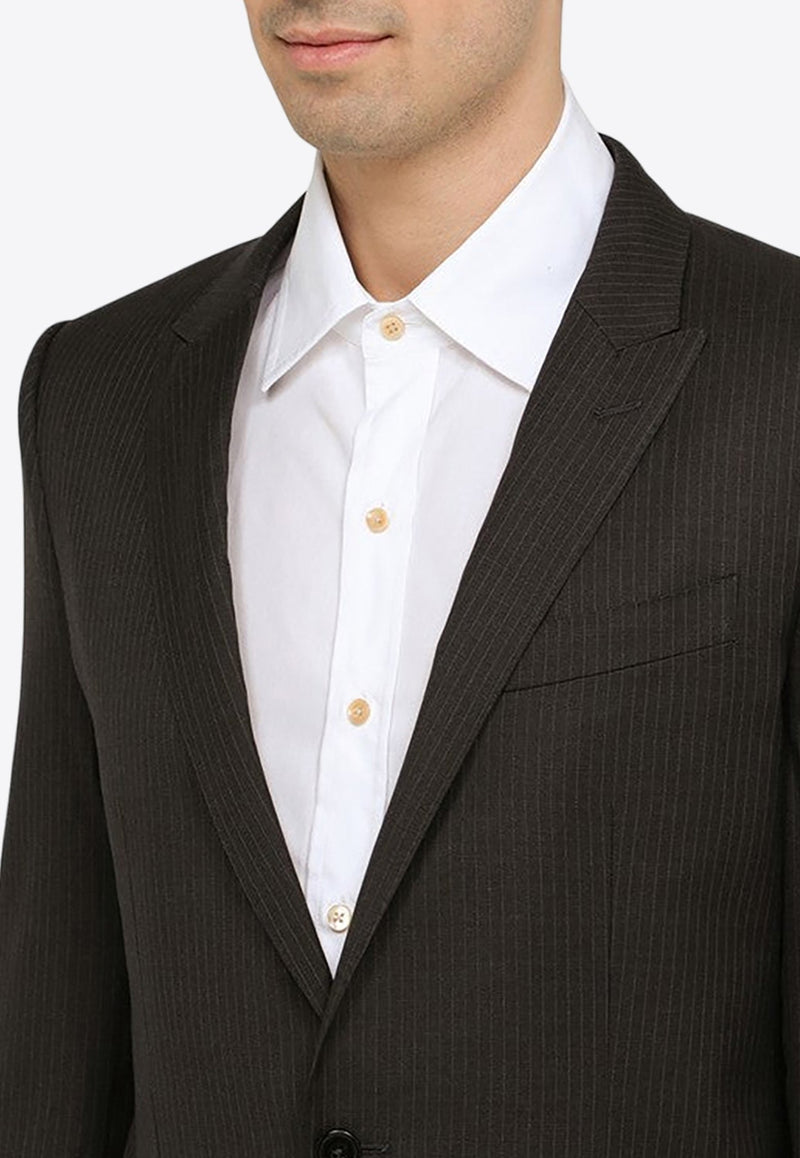 Single-Breasted Pinstriped Blazer in Wool