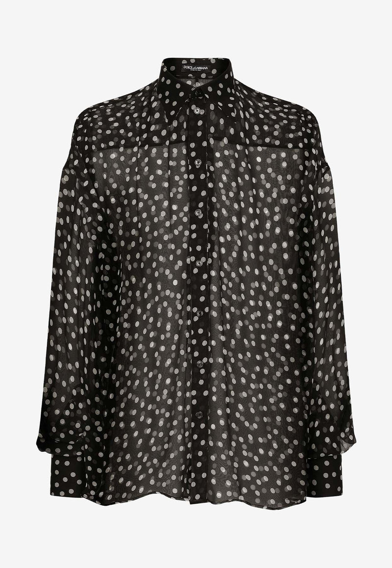 Super-Oversize Polka Dot Chiffon Shirt