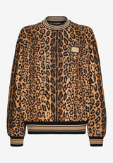 Logo Plaque Leopard Print Sweatshirt