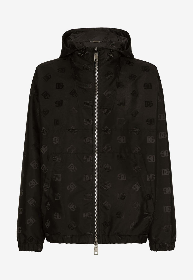 Jacquard Logo Hooded Jacket