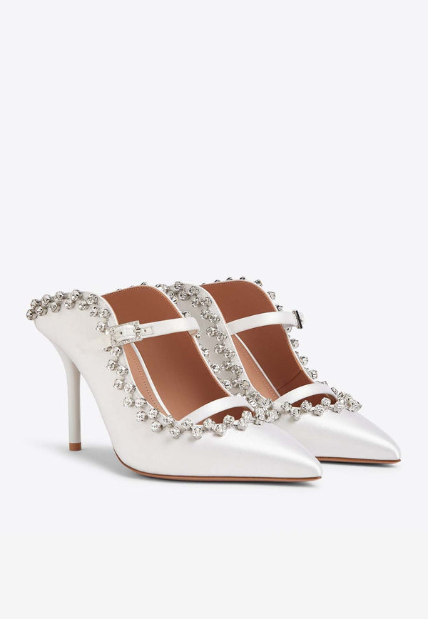 Gala 85 Crystal-Embellished Satin Mules