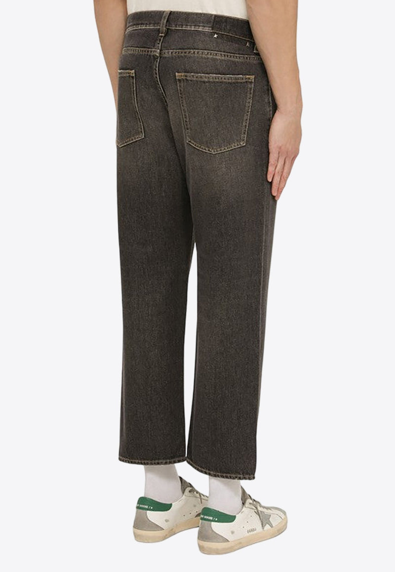 Straight-Leg Washed Cropped Jeans