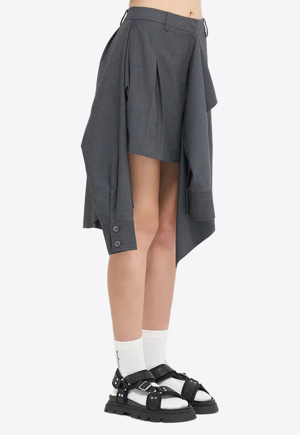 Asymmetric Mini Skirt with Layered Shirt