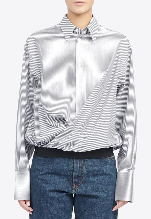 Gathered Hem Striped Shirt