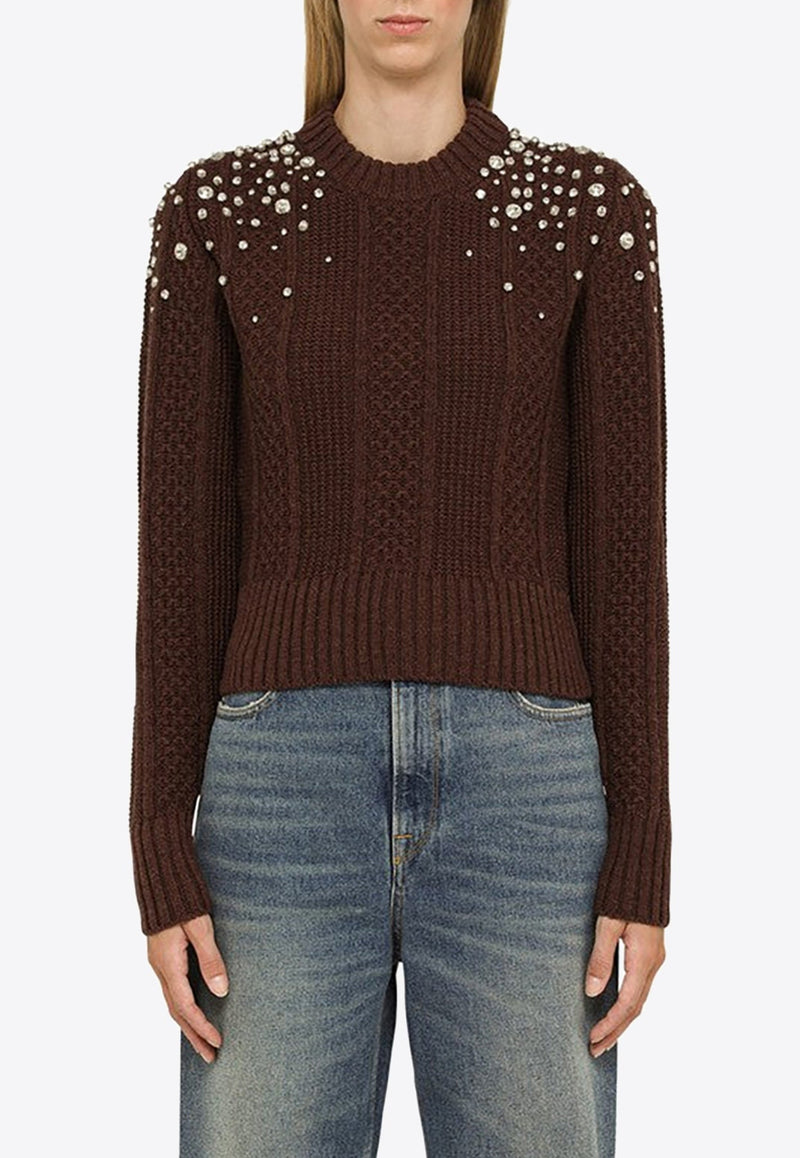 Rhinestone-Embellished Wool Sweater