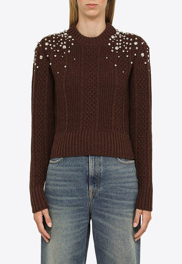 Rhinestone-Embellished Wool Sweater