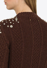 Rhinestone-Embellished Wool Sweater